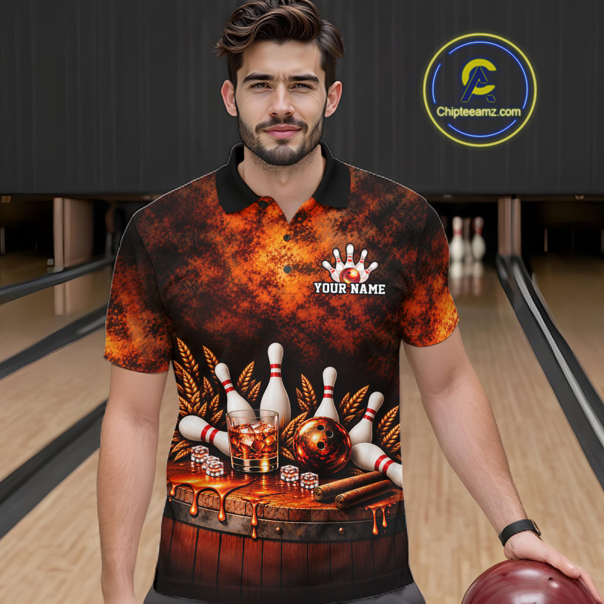 Custom Bourbon Bowling Shirts Funny Bowling Team Jersey Bowling Polo & 1/4 Zip
