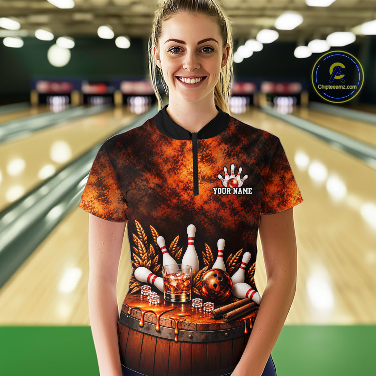 Custom Bourbon Bowling Shirts Funny Bowling Team Jersey Bowling Polo & 1/4 Zip