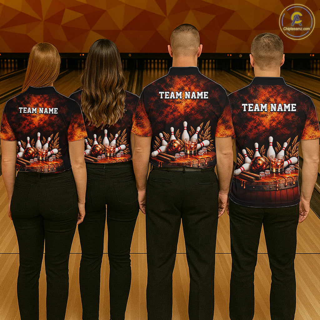 Custom Bourbon Bowling Shirts Funny Bowling Team Jersey Bowling Polo & 1/4 Zip