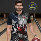 Custom Silver Smoke Texas Flag Bowling Team Shirts Bowling Jersey Bowling League