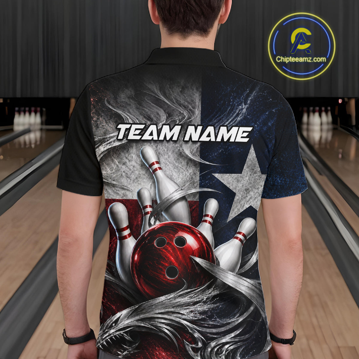 Custom Silver Smoke Texas Flag Bowling Team Shirts Bowling Jersey Bowling League
