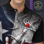 Custom Silver Smoke Texas Flag Bowling Team Shirts Bowling Jersey Bowling League