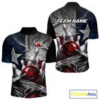 Custom Silver Smoke Texas Flag Bowling Team Shirts Bowling Jersey Bowling League