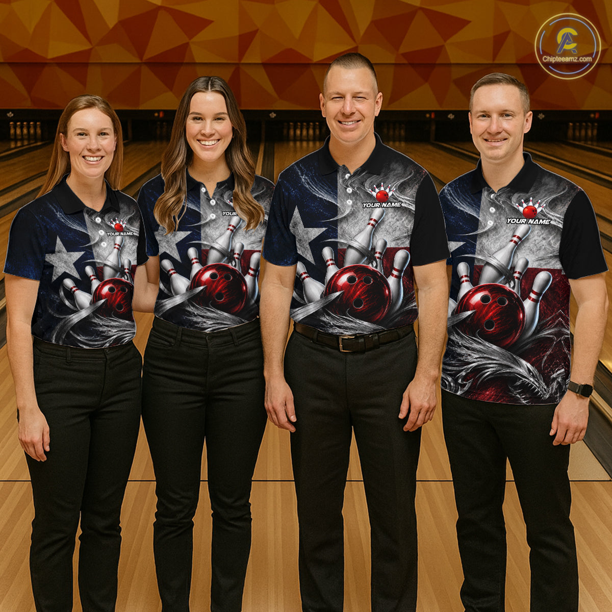 Custom Silver Smoke Texas Flag Bowling Team Shirts Bowling Jersey Bowling League