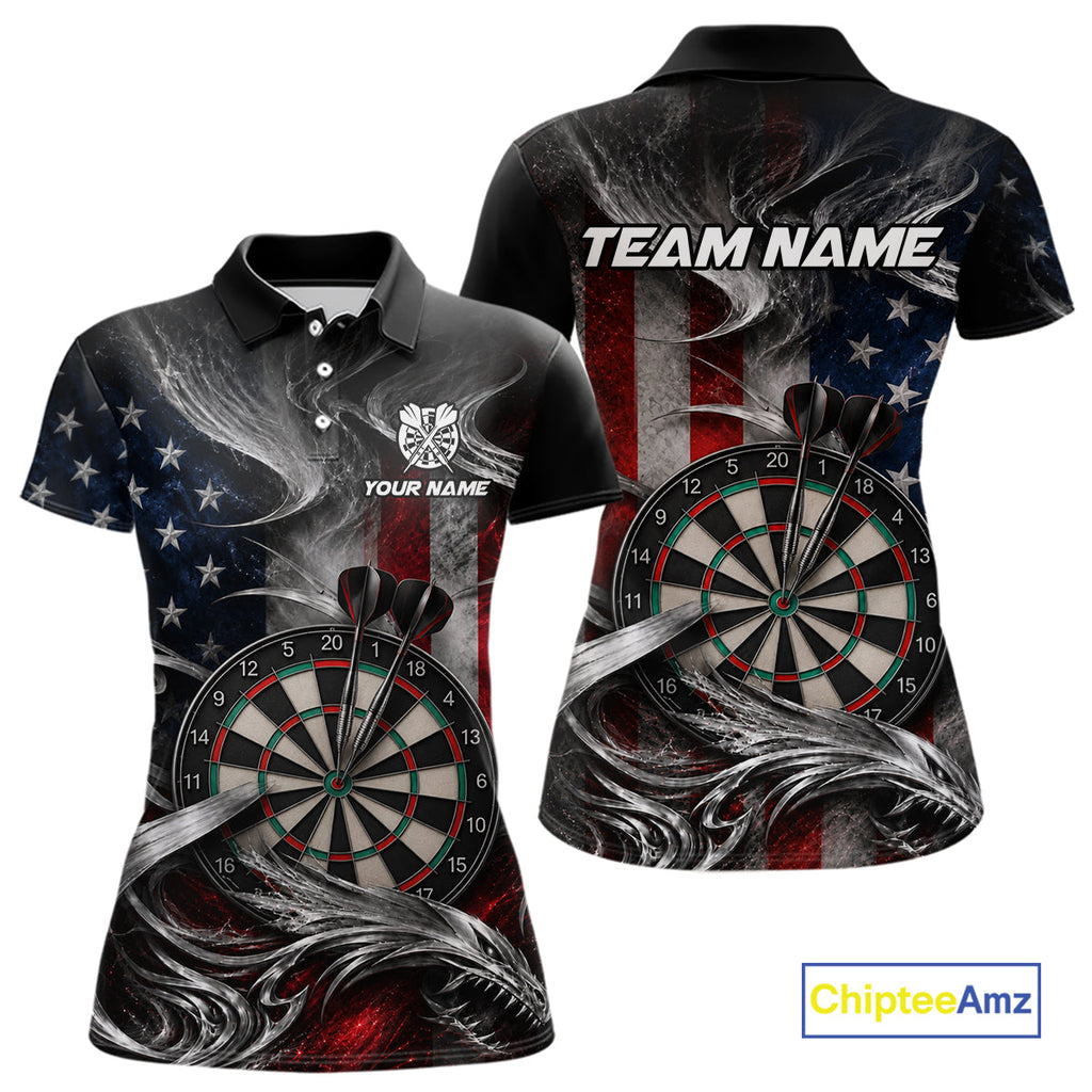 Custom Sliver Smoke American Flag Darts Shirt Darts Team Jerseys Dartboard Shirt
