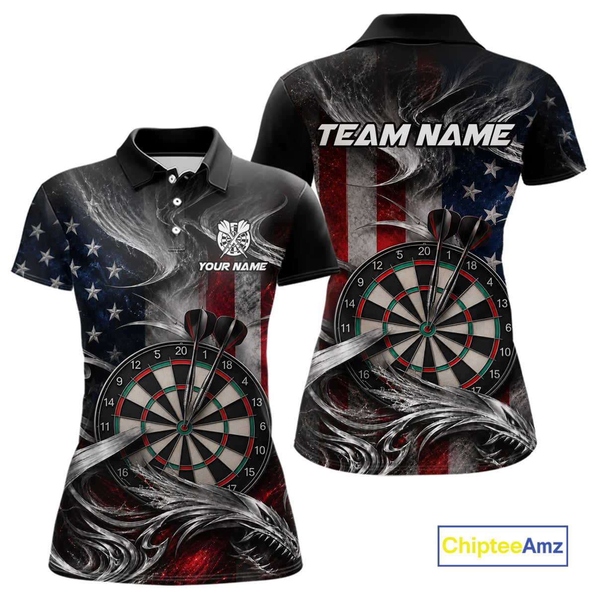 Custom Sliver Smoke American Flag Darts Shirt Darts Team Jerseys Dartboard Shirt