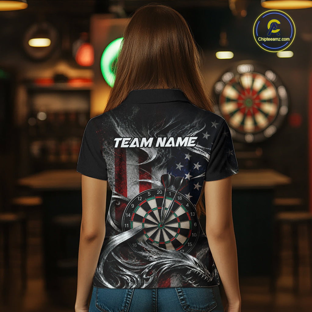 Custom Sliver Smoke American Flag Darts Shirt Darts Team Jerseys Dartboard Shirt