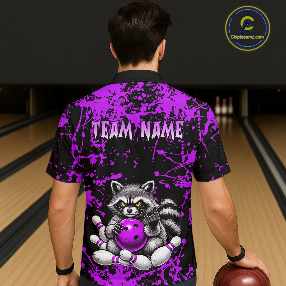 Funny Raccoon Bowling Shirt, Personalized Raccoon Hawaiian Bowling Team Jersey