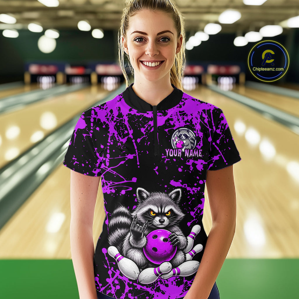 Funny Raccoon Bowling Shirt, Personalized Raccoon Bowling Team Jersey, Bowling League