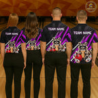 Purple Funny Raccoon Drinking Iced Coffee Bowling Shirt, Custom Bowling Team Shirts