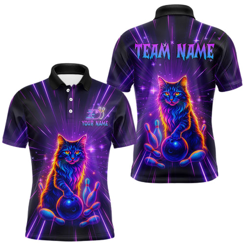 Custom Neon Cat Bowling Jersey Bowling Team Shirts Bowling League Polo & 1/4 Zip