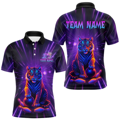 Custom Neon Tiger Bowling Jersey Bowling Team Shirts Bowling League Polo & 1/4 Zip