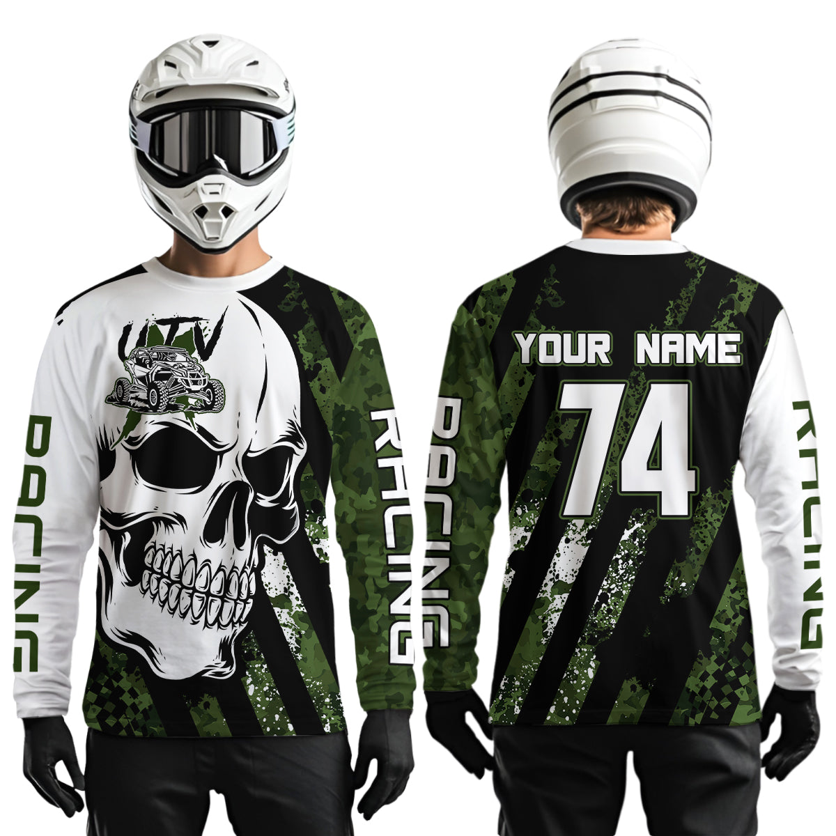 Custom Skull Camo UTV Off-Road Shirts UTV Motocross Racing Shirt +