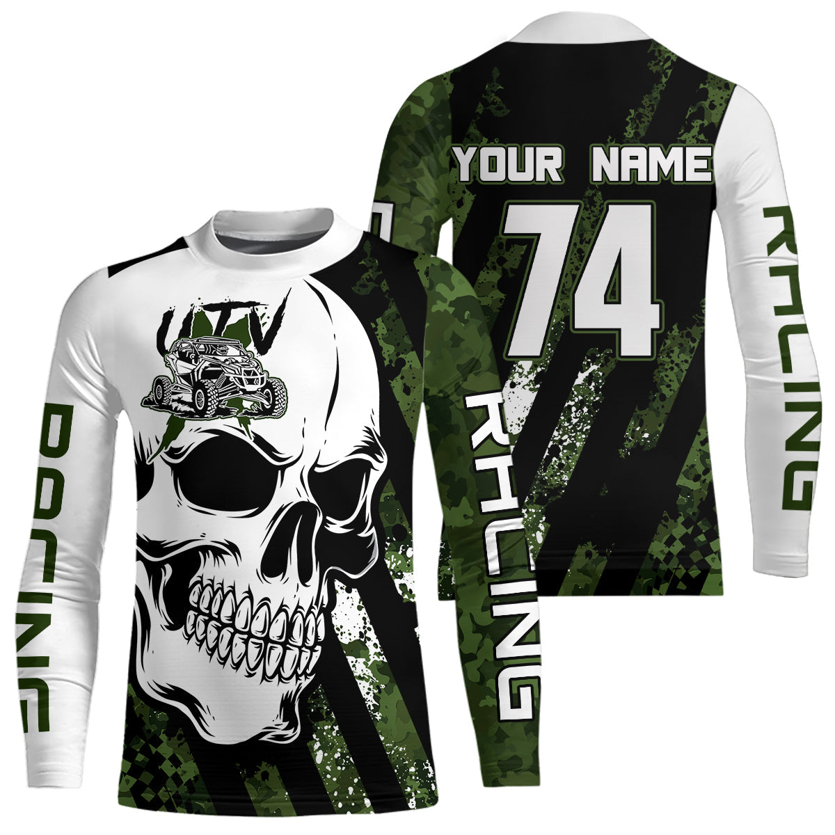 Custom Skull Camo UTV Off-Road Shirts UTV Motocross Racing Shirt +