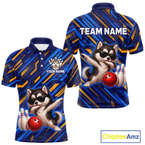 Custom Husky Dog Bowling Jersey Bowling Uniform Polo & 1/4 Zip Bowling Team Shirts