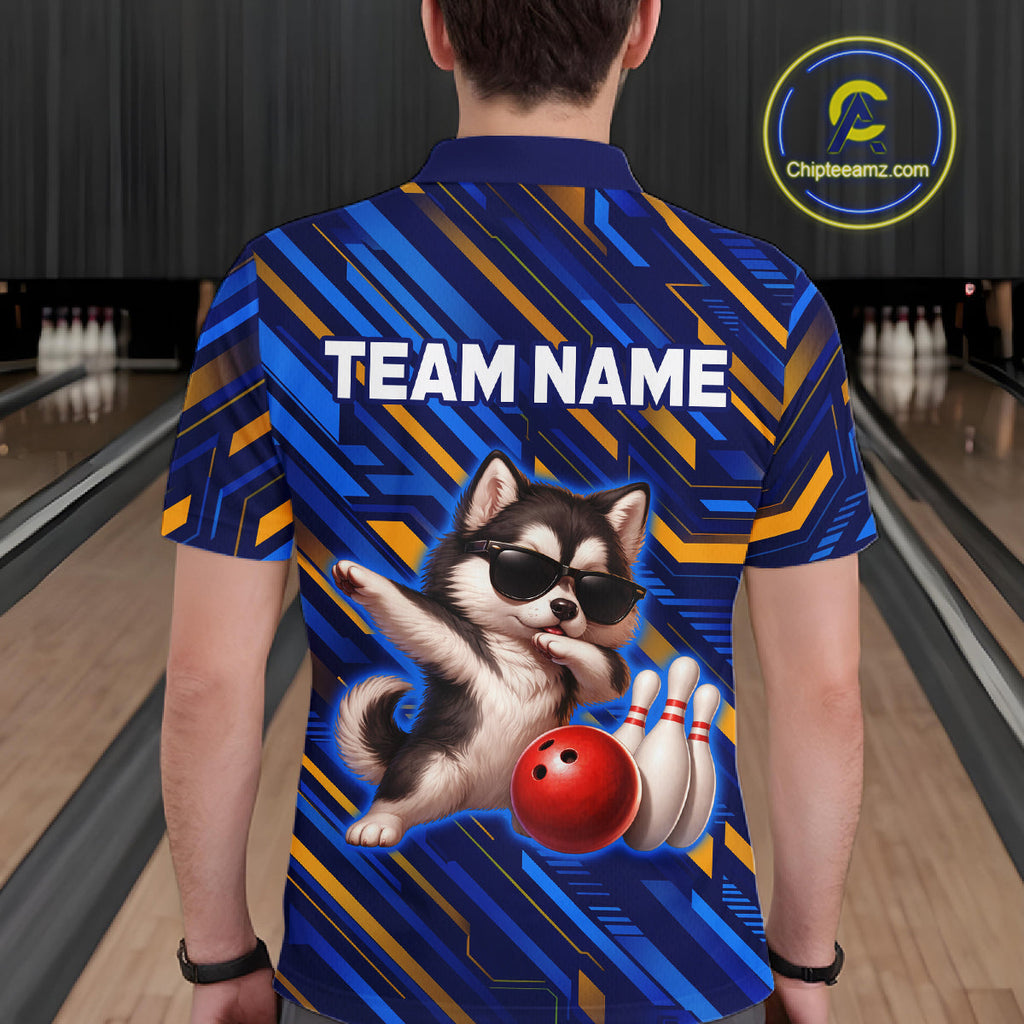 Custom Husky Dog Bowling Jersey Bowling Uniform Polo & 1/4 Zip Bowling Team Shirts