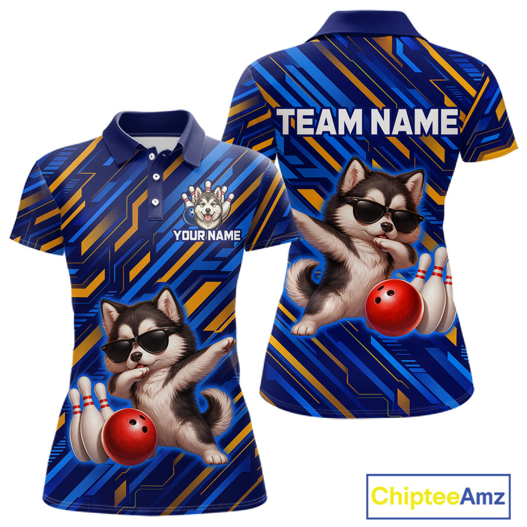 Custom Husky Dog Bowling Jersey Bowling Uniform Polo & 1/4 Zip Bowling Team Shirts