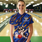 Custom Husky Dog Bowling Jersey Bowling Uniform Polo & 1/4 Zip Bowling Team Shirts
