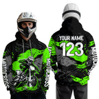 Custom Green Dirt Bike Hoodie Motocross Sweatshirts Motorcycle Hoodie