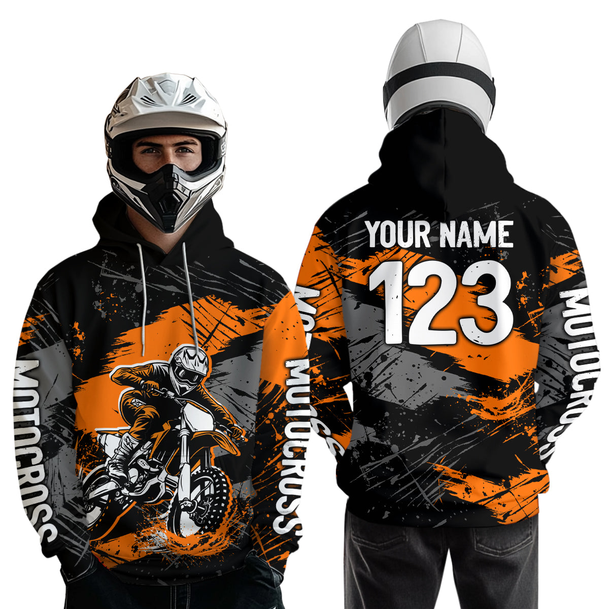 Custom Orange Dirt Bike Hoodie Motocross Sweatshirts Motorcycle Hoodie