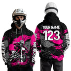 Custom Pink Dirt Bike Hoodie Motocross Sweatshirts Motorcycle Hoodie