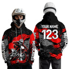 Custom Red Dirt Bike Hoodie Motocross Sweatshirts Motorcycle Hoodie