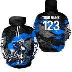 Custom Blue Dirt Bike Hoodie Motocross Sweatshirts Motorcycle Hoodie