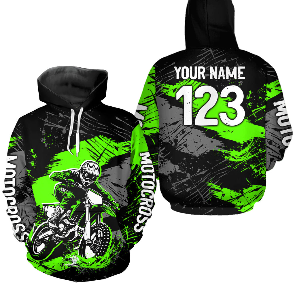 Custom Green Dirt Bike Hoodie Motocross Sweatshirts Motorcycle Hoodie