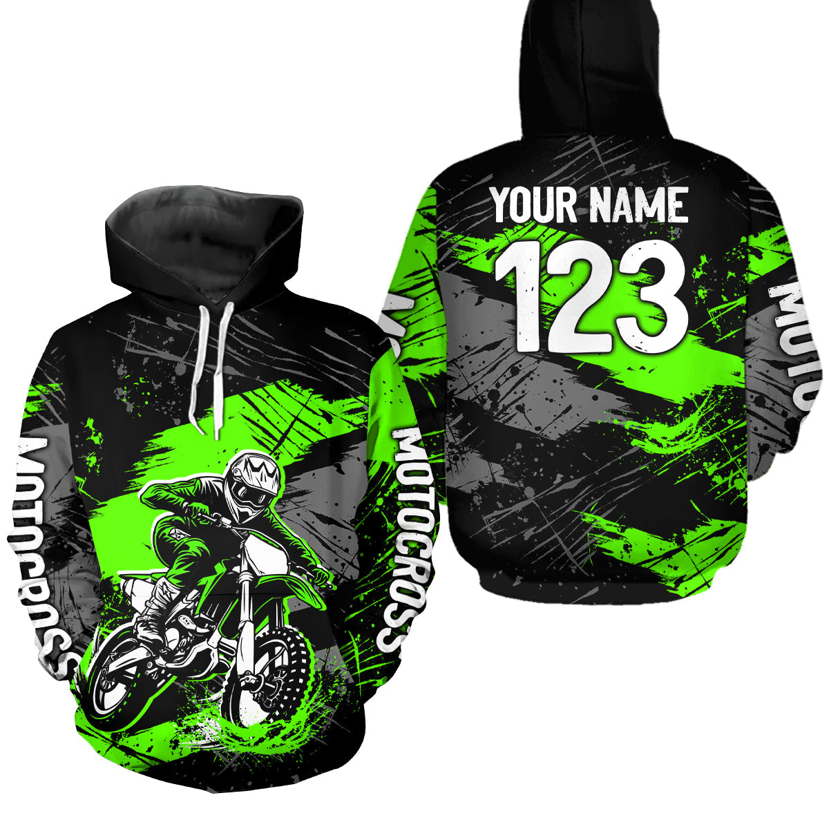 Custom Green Dirt Bike Hoodie Motocross Sweatshirts Motorcycle Hoodie
