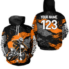 Custom Orange Dirt Bike Hoodie Motocross Sweatshirts Motorcycle Hoodie