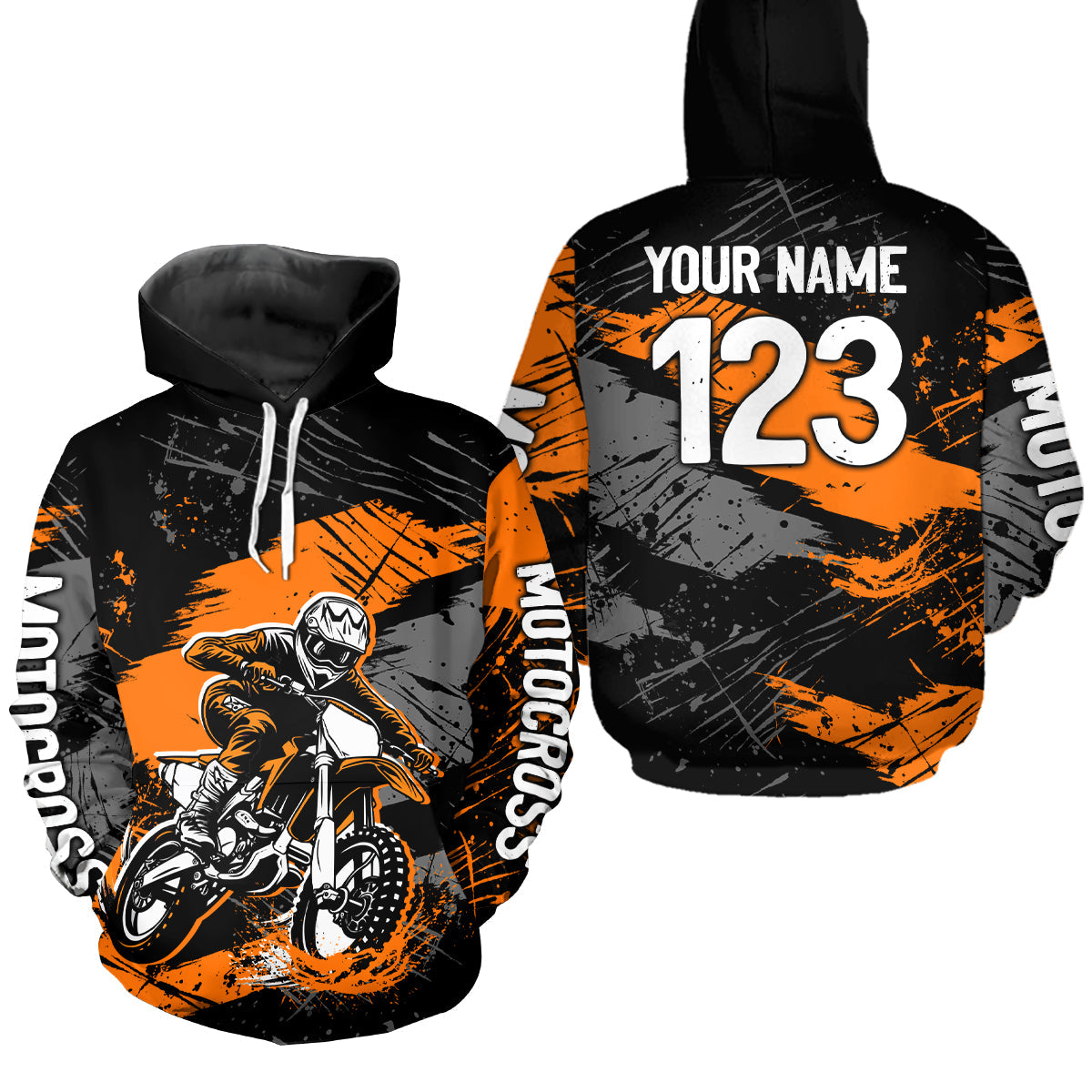 Custom Orange Dirt Bike Hoodie Motocross Sweatshirts Motorcycle Hoodie