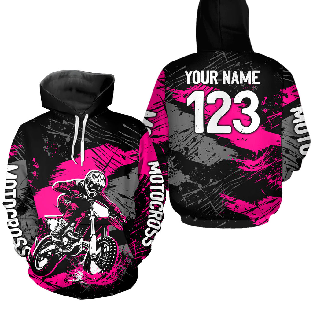 Custom Pink Dirt Bike Hoodie Motocross Sweatshirts Motorcycle Hoodie