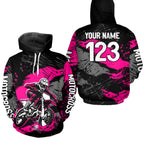 Custom Pink Dirt Bike Hoodie Motocross Sweatshirts Motorcycle Hoodie