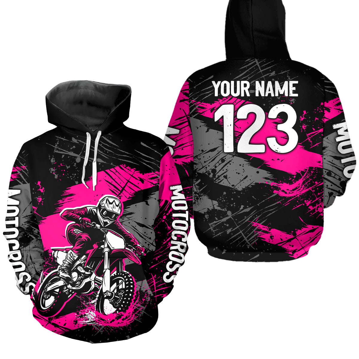 Custom Pink Dirt Bike Hoodie Motocross Sweatshirts Motorcycle Hoodie