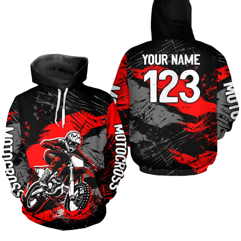 Custom Red Dirt Bike Hoodie Motocross Sweatshirts Motorcycle Hoodie