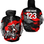 Custom Red Dirt Bike Hoodie Motocross Sweatshirts Motorcycle Hoodie
