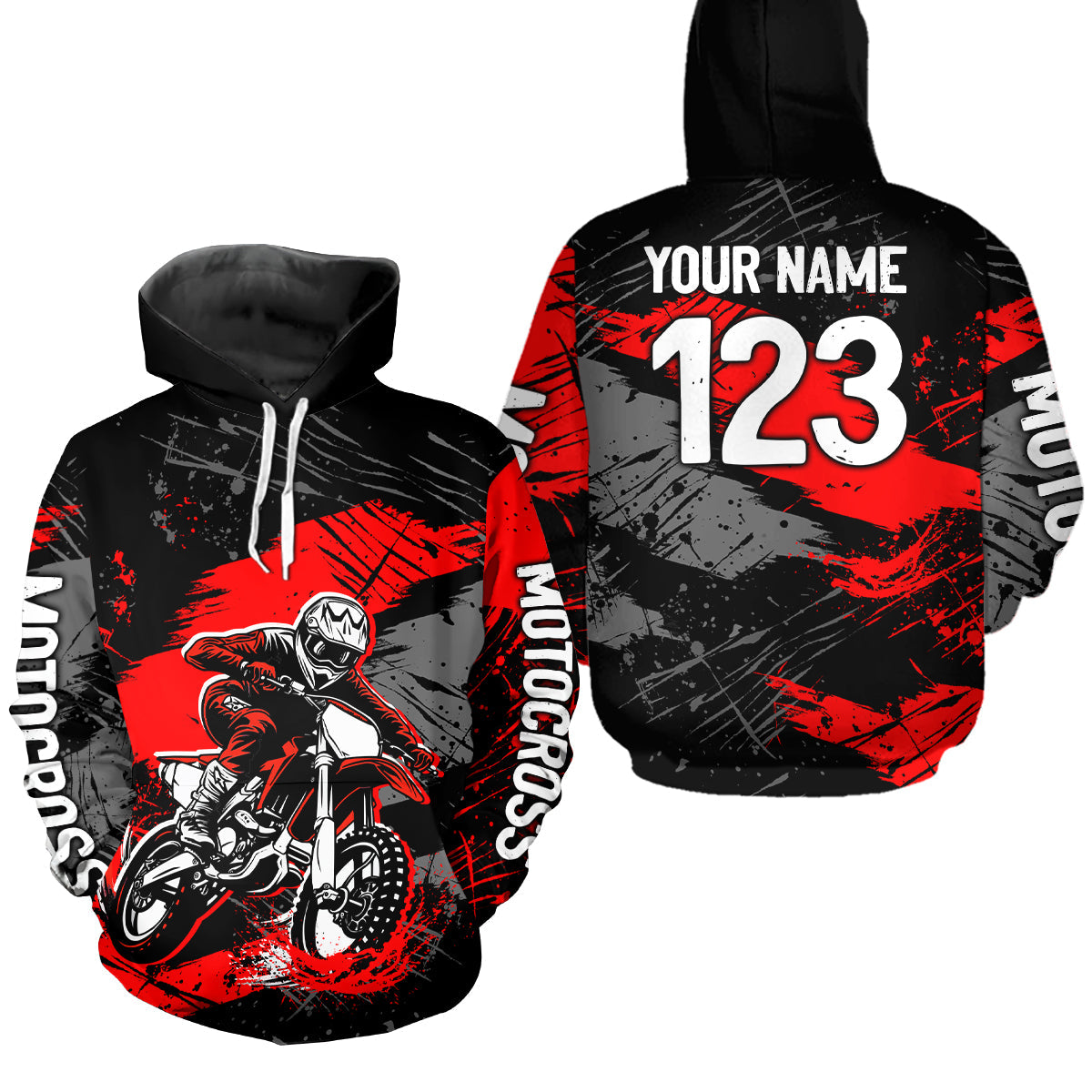 Custom Red Dirt Bike Hoodie Motocross Sweatshirts Motorcycle Hoodie