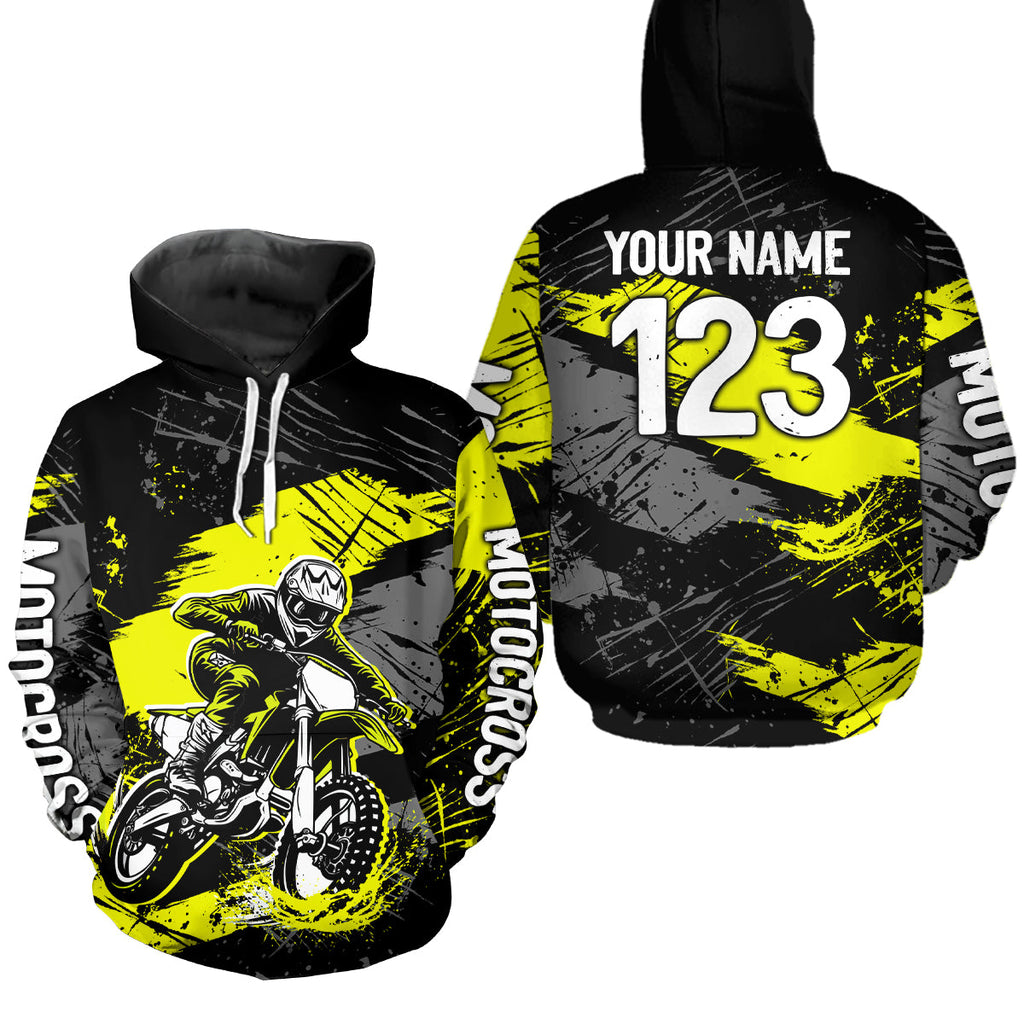 Custom Yellow Dirt Bike Hoodie Motocross Sweatshirts Motorcycle Hoodie