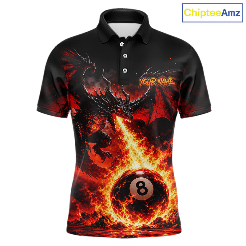 Custom Red Flame Dragon 8 Ball Pool Shirts Billiard Shirts Billiard Team Jersey