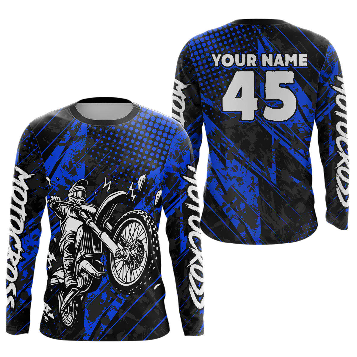 Custom Blue Motocross Jersey Racing Motocycle Shirts +