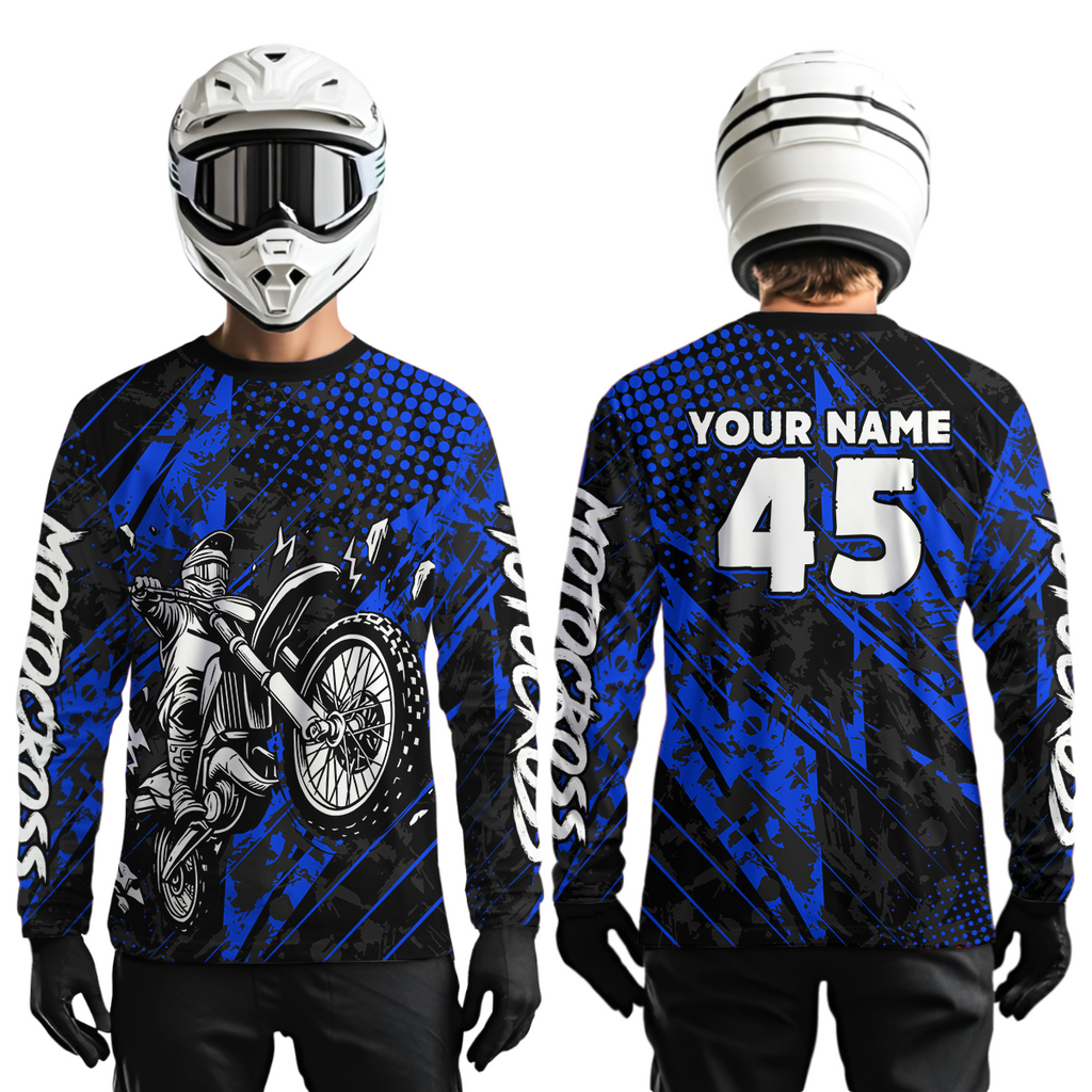 Custom Blue Motocross Jersey Racing Motocycle Shirts +