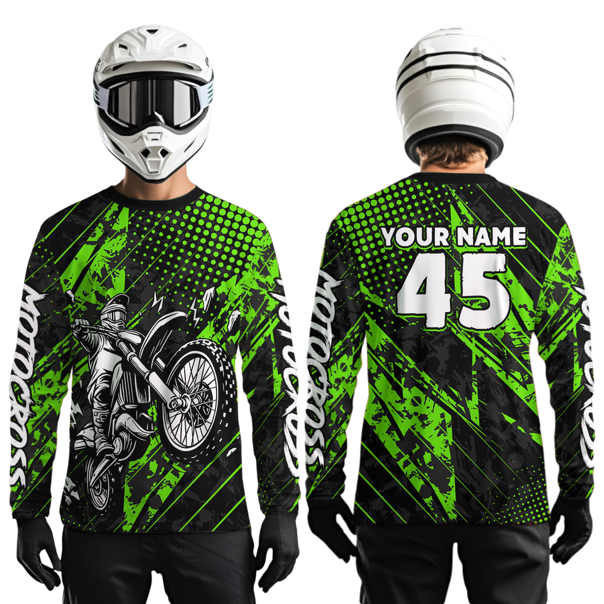 Custom Green Motocross Jersey Racing Motocycle Shirts +