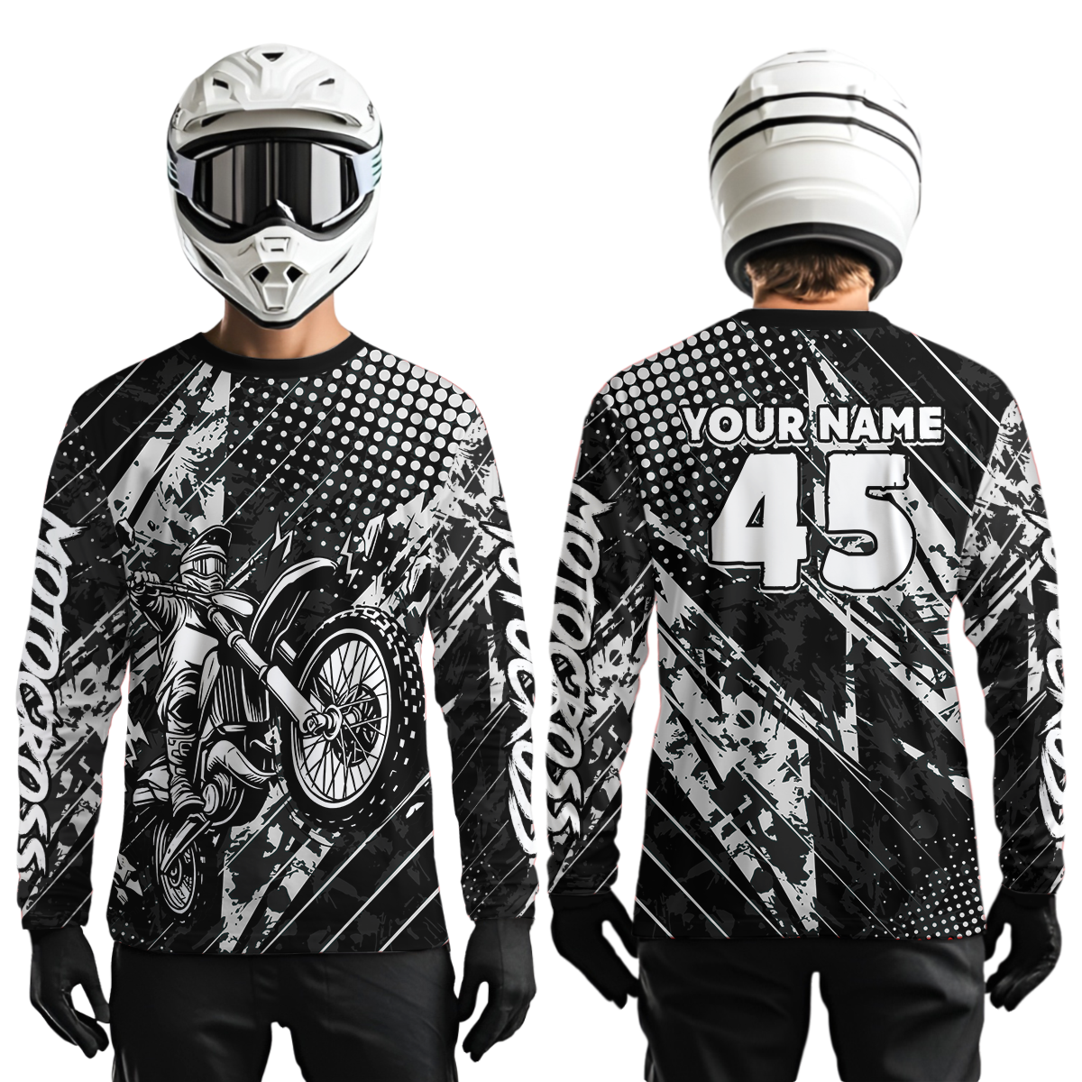 Custom Black Motocross Jersey Racing Motocycle Shirts +