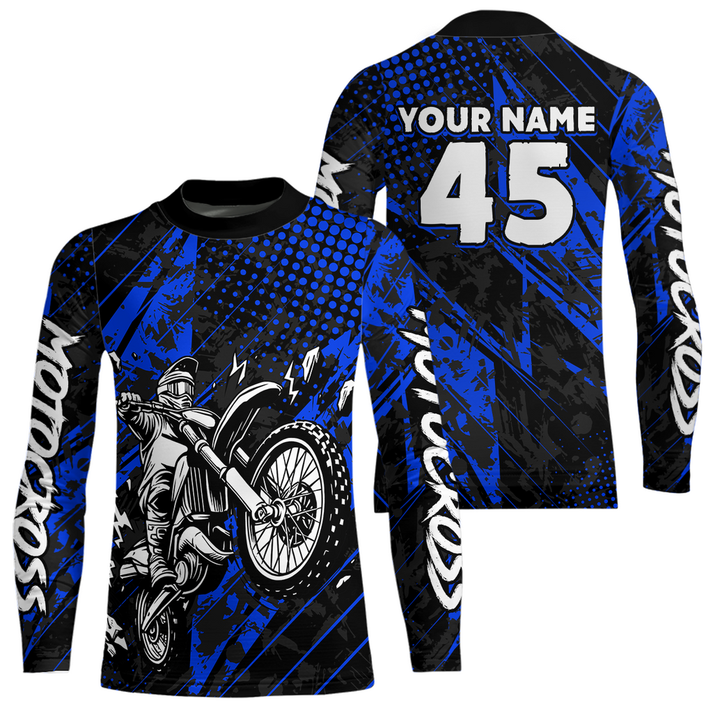 Custom Blue Motocross Jersey Racing Motocycle Shirts +