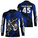 Custom Blue Motocross Jersey Racing Motocycle Shirts +