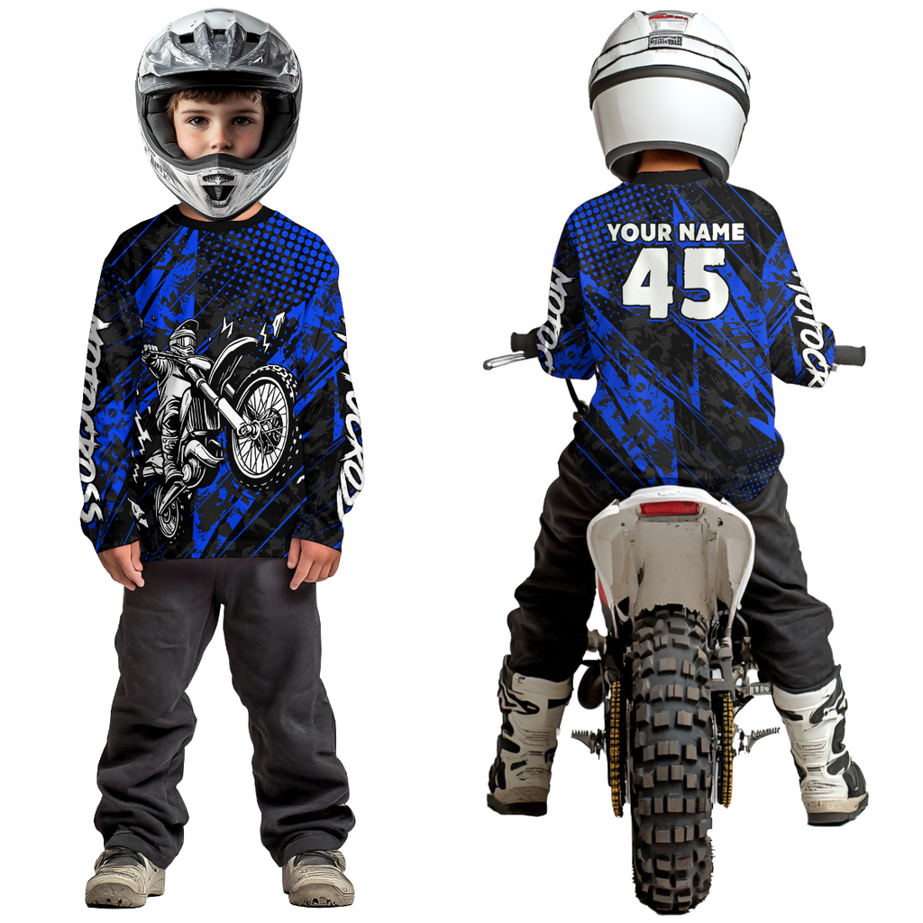 Custom Blue Motocross Jersey Racing Motocycle Shirts +