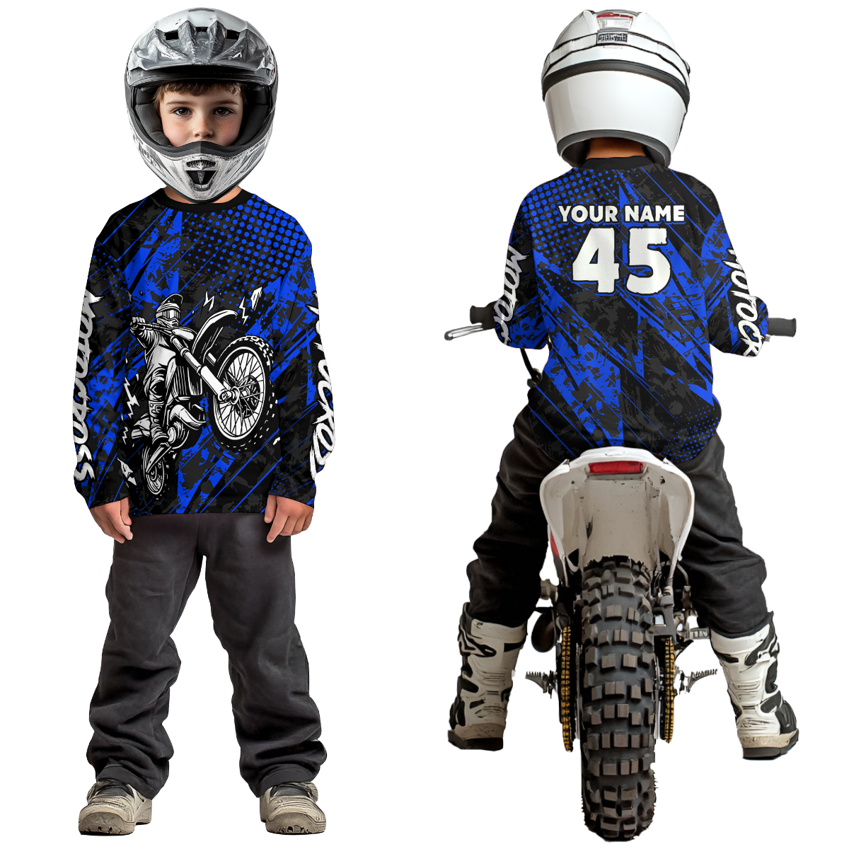 Custom Blue Motocross Jersey Racing Motocycle Shirts +