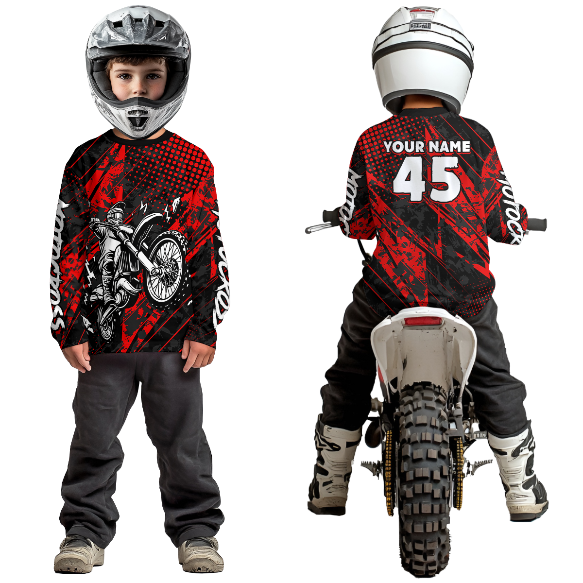 Custom Red Motocross Jersey Racing Motocycle Shirts +