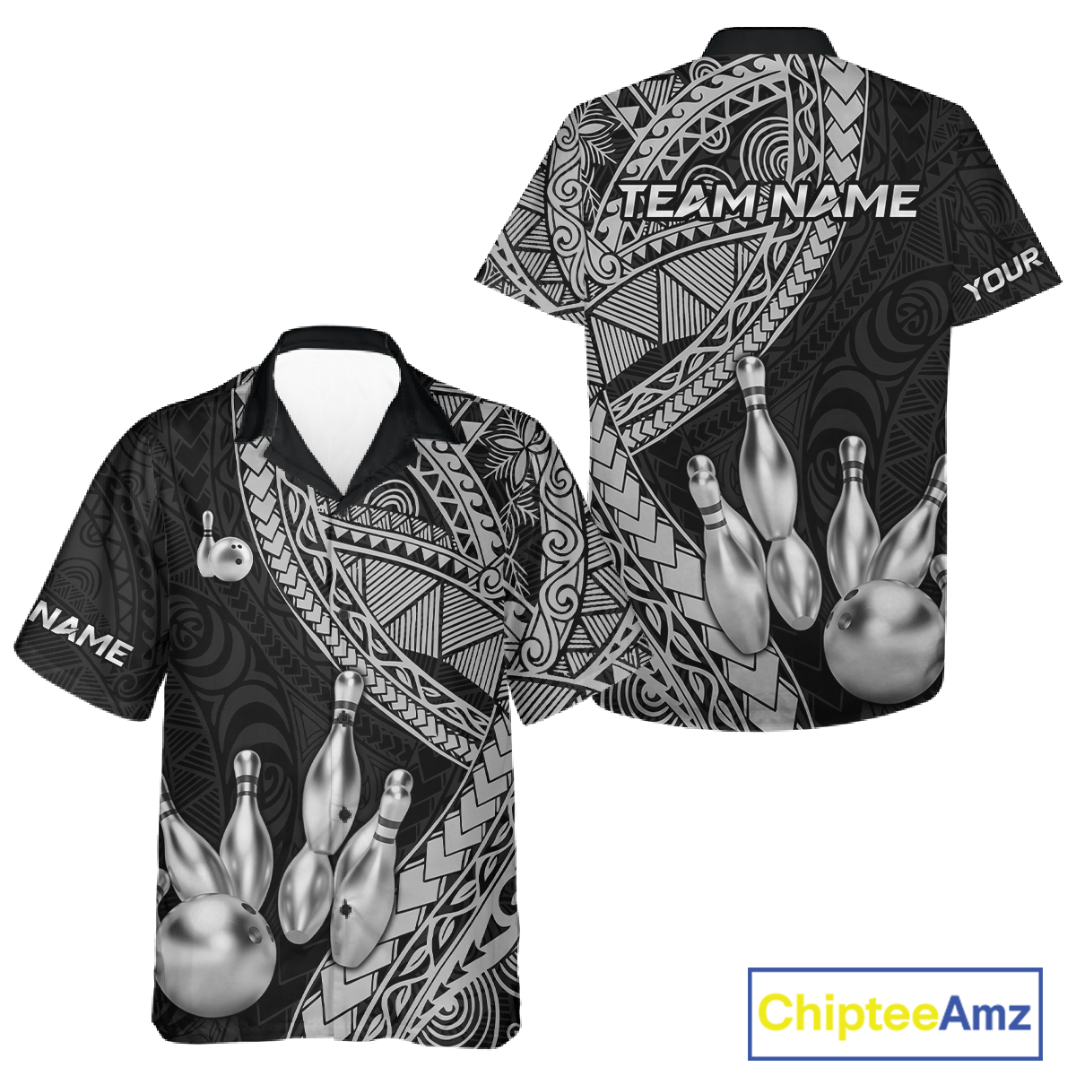 Custom White Tribal Hawaiian Bowling Jersey Bowling Team Shirts Bowling League