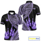 Black and Purple Tribal Pattern Bowling Jersey Bowling Uniform Bowling Team Shirts